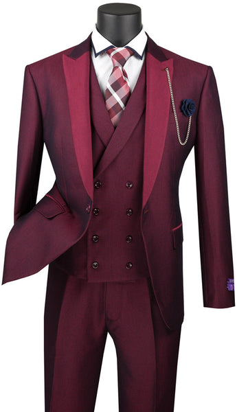 Men's 3 Piece Luxurious Woo Feel Fancy Suit 2-Button, Two Side Vents V9