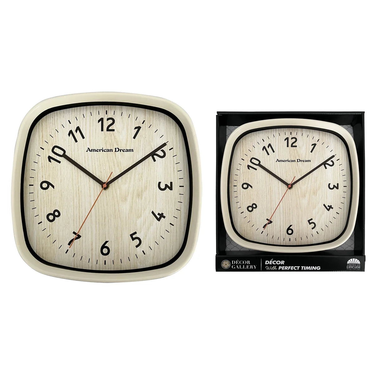 12" Square No-Ticking Printed Dial Wall Clock - Church Suits For Less