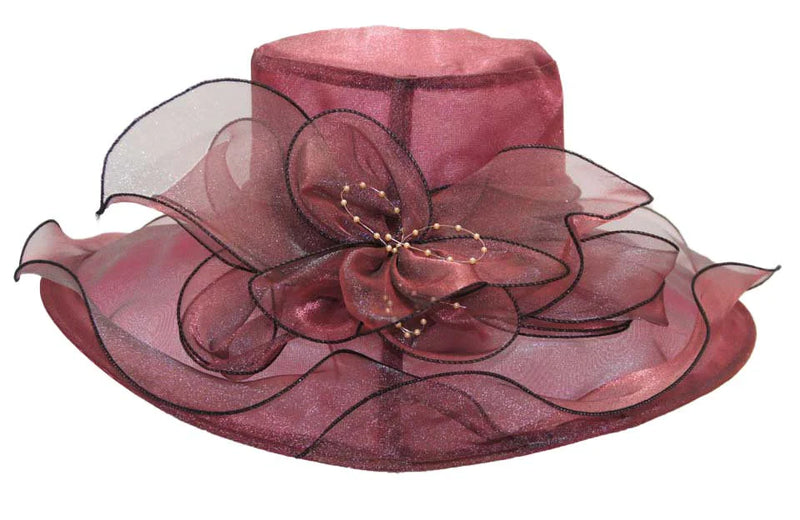 Women Church Hat BDF-9217C Burgundy - Church Suits For Less