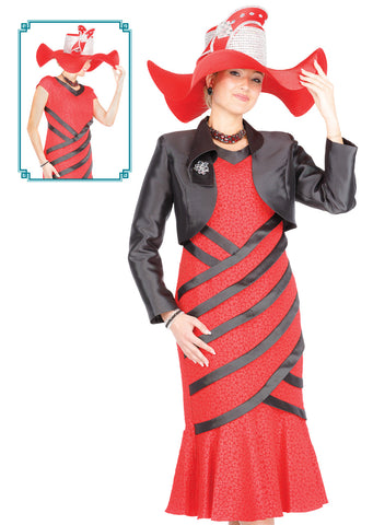 Elite Champagne Dress Suit 6065-Red/Black - Church Suits For Less