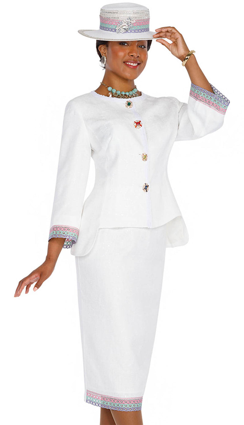 Aussie Austine Church Suit 5887-White - Church Suits For Less