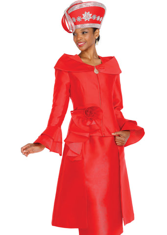 Champagne Italy Church Suit 6017-Red - Church Suits For Less