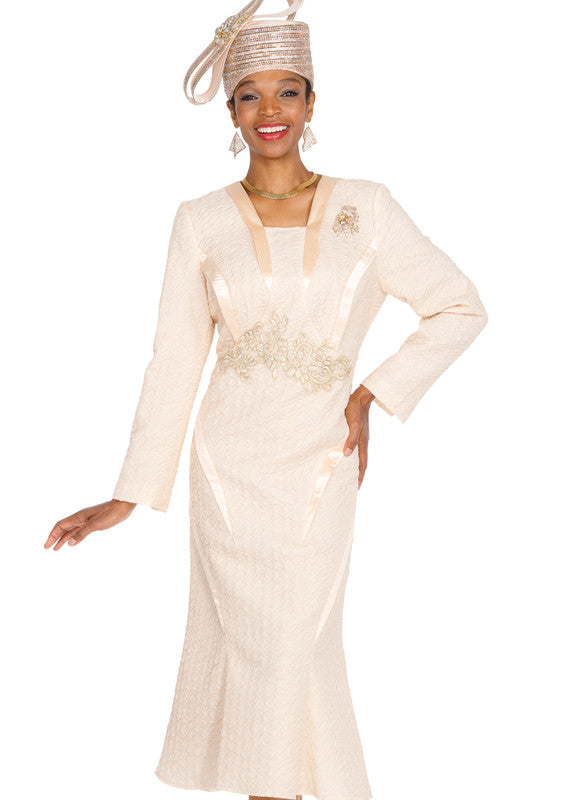 Elite Champagne Church Dress 6066 - Church Suits For Less