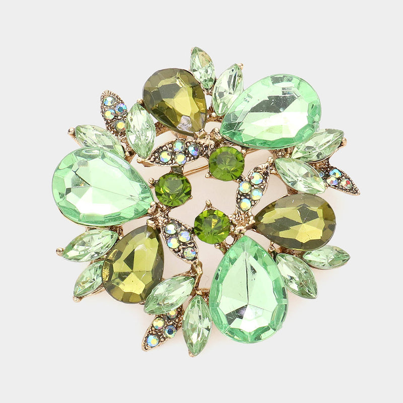 Women Church Brooch- 1124 Green - Church Suits For Less