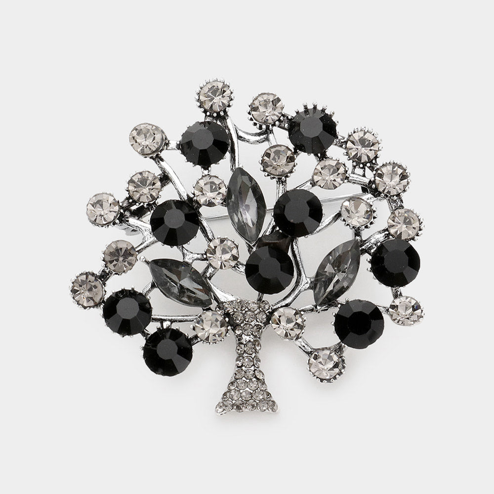 Women Church Brooch- 1124 Black Silver - Church Suits For Less