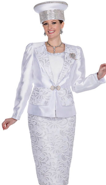 Champagne Italy Church Suit 5911-White | Church suits for less