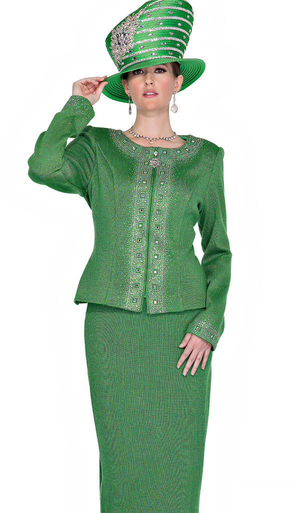 Champagne Italy Church Suit 5953-Green - Church Suits For Less