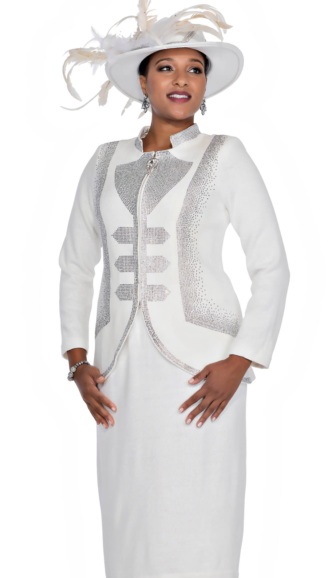 Champagne Italy Church Suit 5967-White - Church Suits For Less