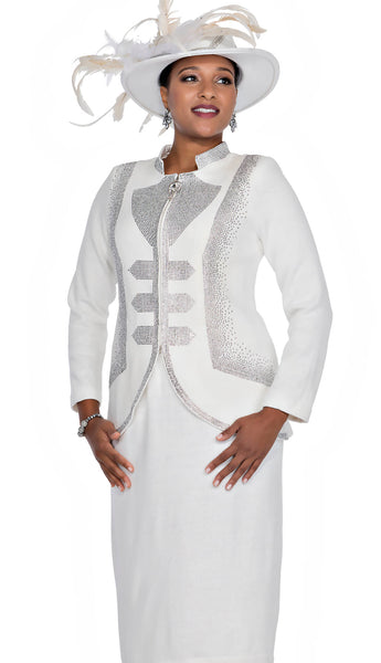 Champagne Italy Church Suit 5967-White | Church suits for less