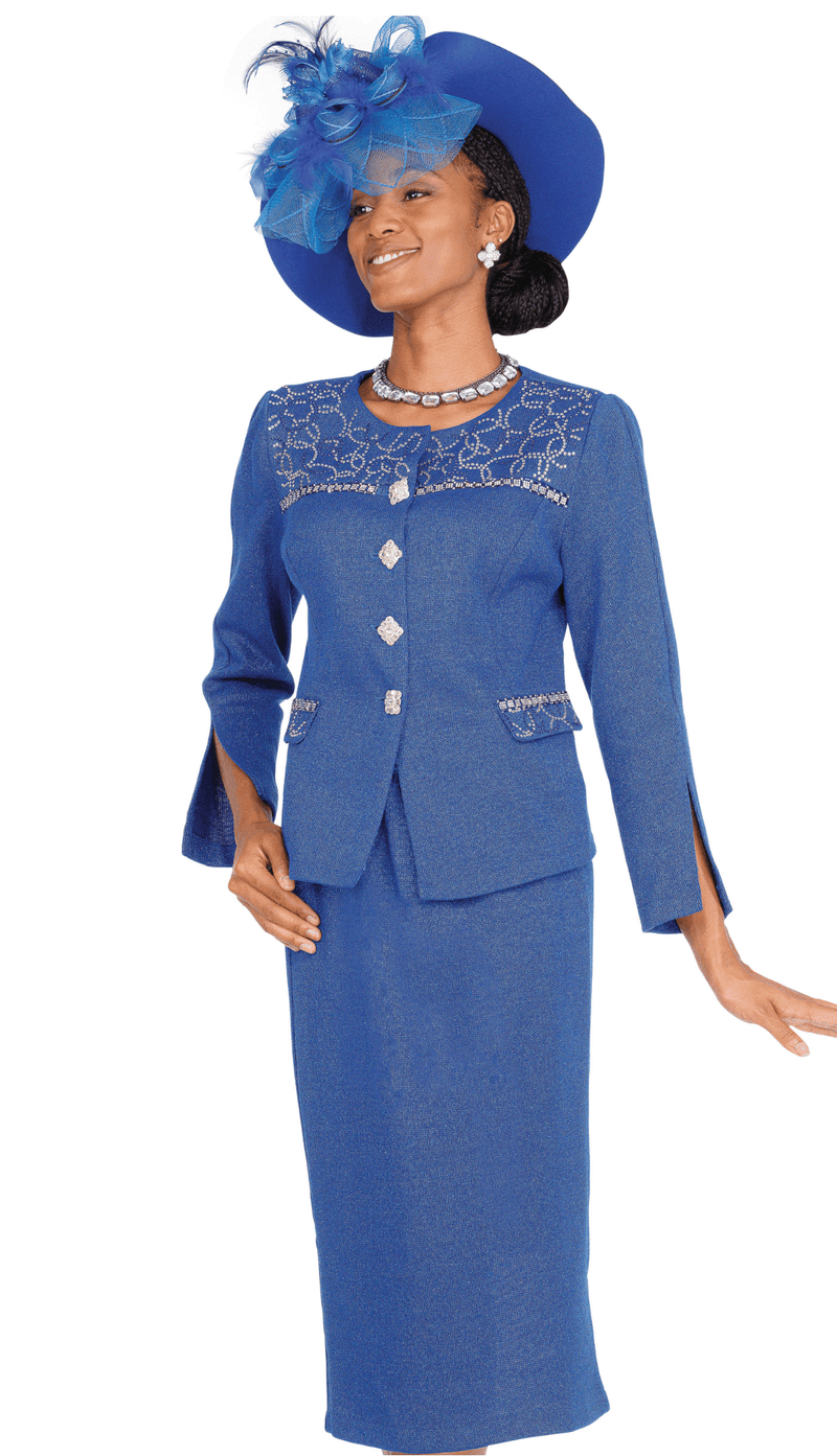 Elite Champagne Church Suit 5957-Royal Blue - Church Suits For Less