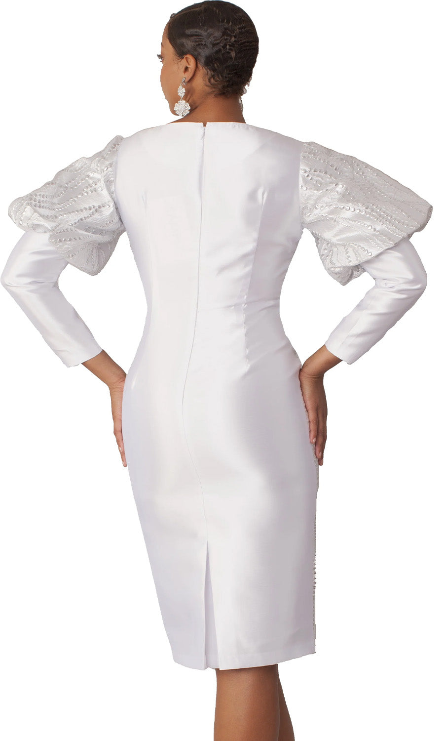 Chancele Church Dress 9736C-White - Church Suits For Less