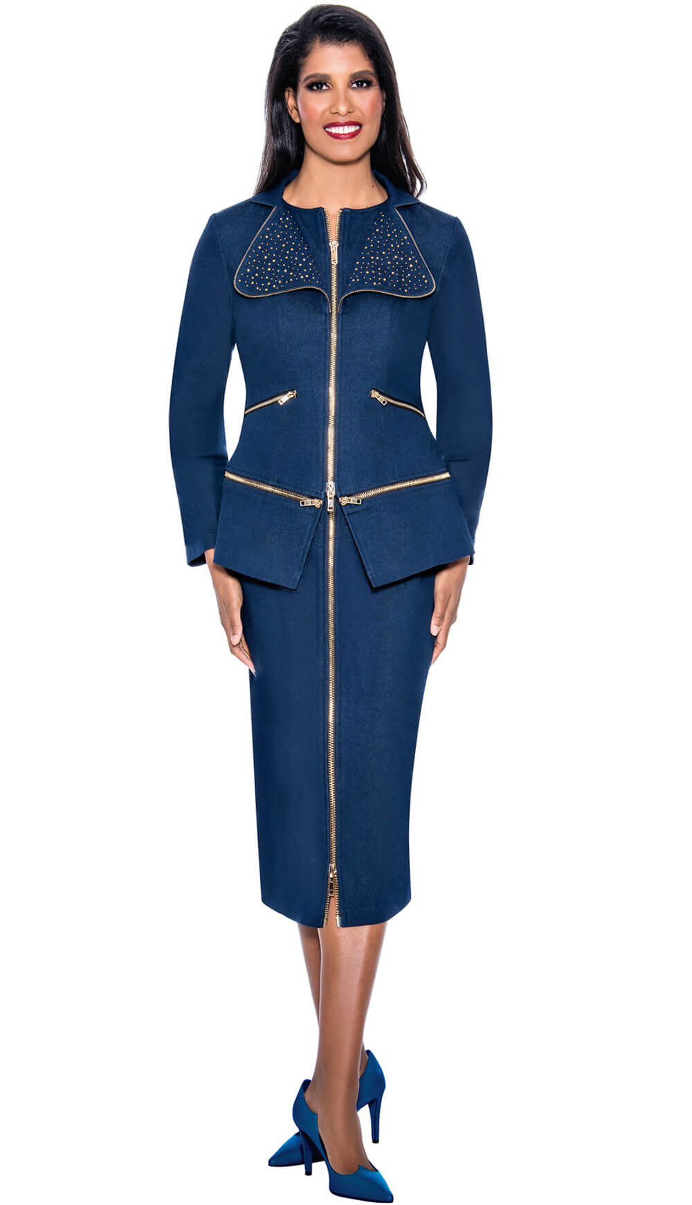 Devine Sport Denim Skirt Suit 64002 - Church Suits For Less