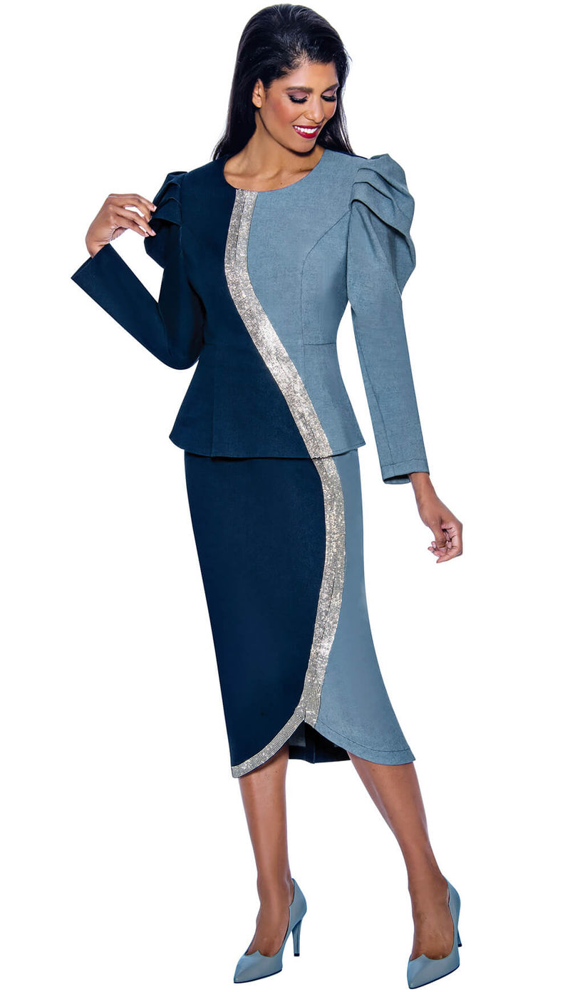 Devine Sport Denim Skirt Suit 64032 - Church Suits For Less