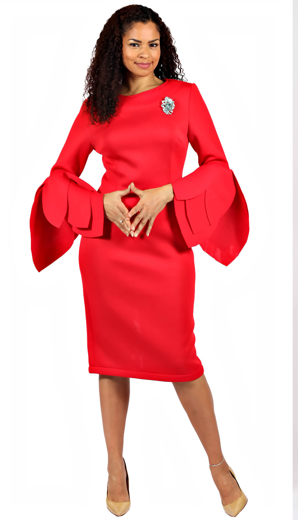 Diana Couture Church Dress 8668-Red | Church suits for less