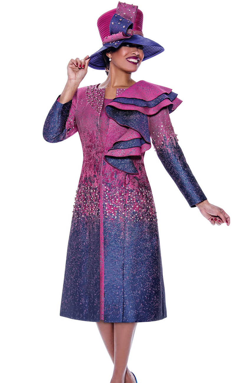 Divine Queen Church Dress 2332C-Purple Pink - Church Suits For Less