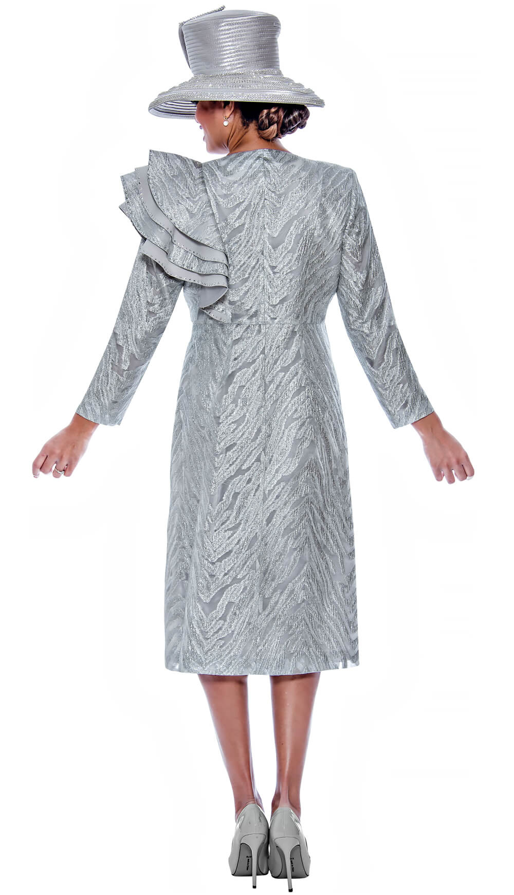 Divine Queen Church Dress 2262-Silver - Church Suits For Less