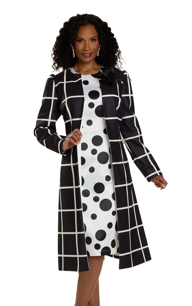 Donna Vinci Church Dress 12132-Black/White - Church Suits For Less