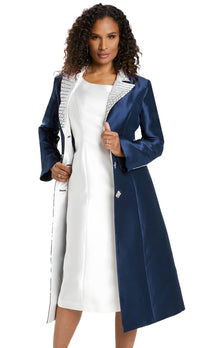 Donna Vinci Dress 12015C-Navy/White - Church Suits For Less