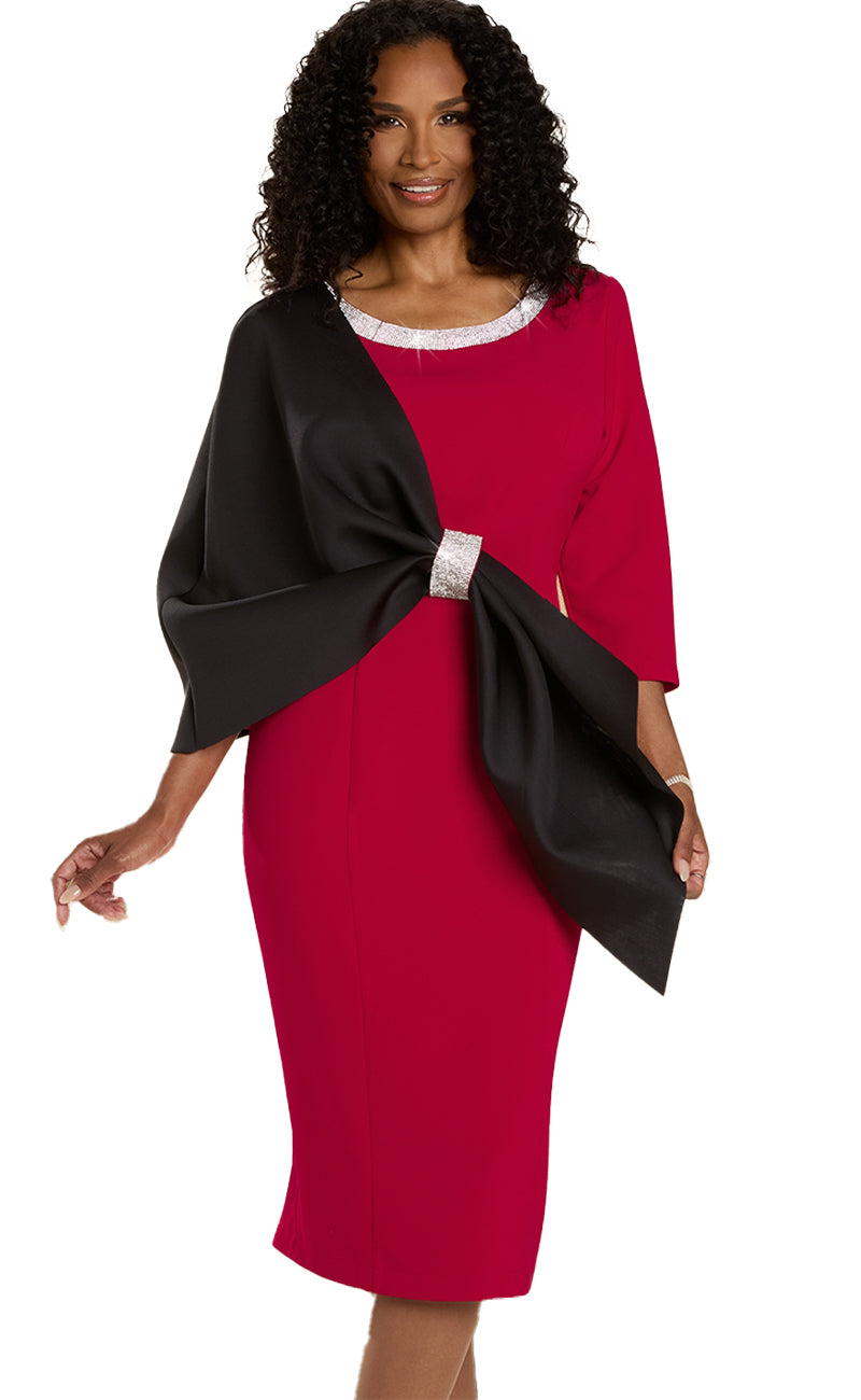 Donna Vinci Church Dress 12146-Black/Red - Church Suits For Less