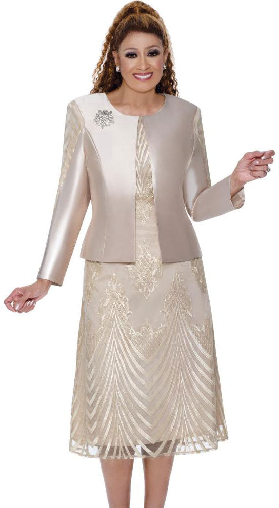 Dorinda Clark Cole Dress 309672-Champagne - Church Suits For Less