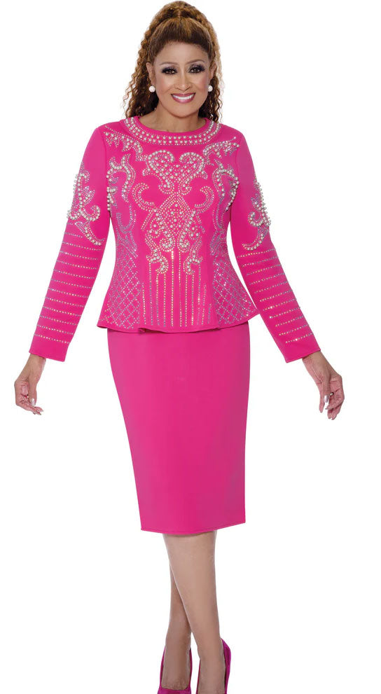 Dorinda Clark Cole Church Suit 309731-Hot Pink - Church Suits For Less