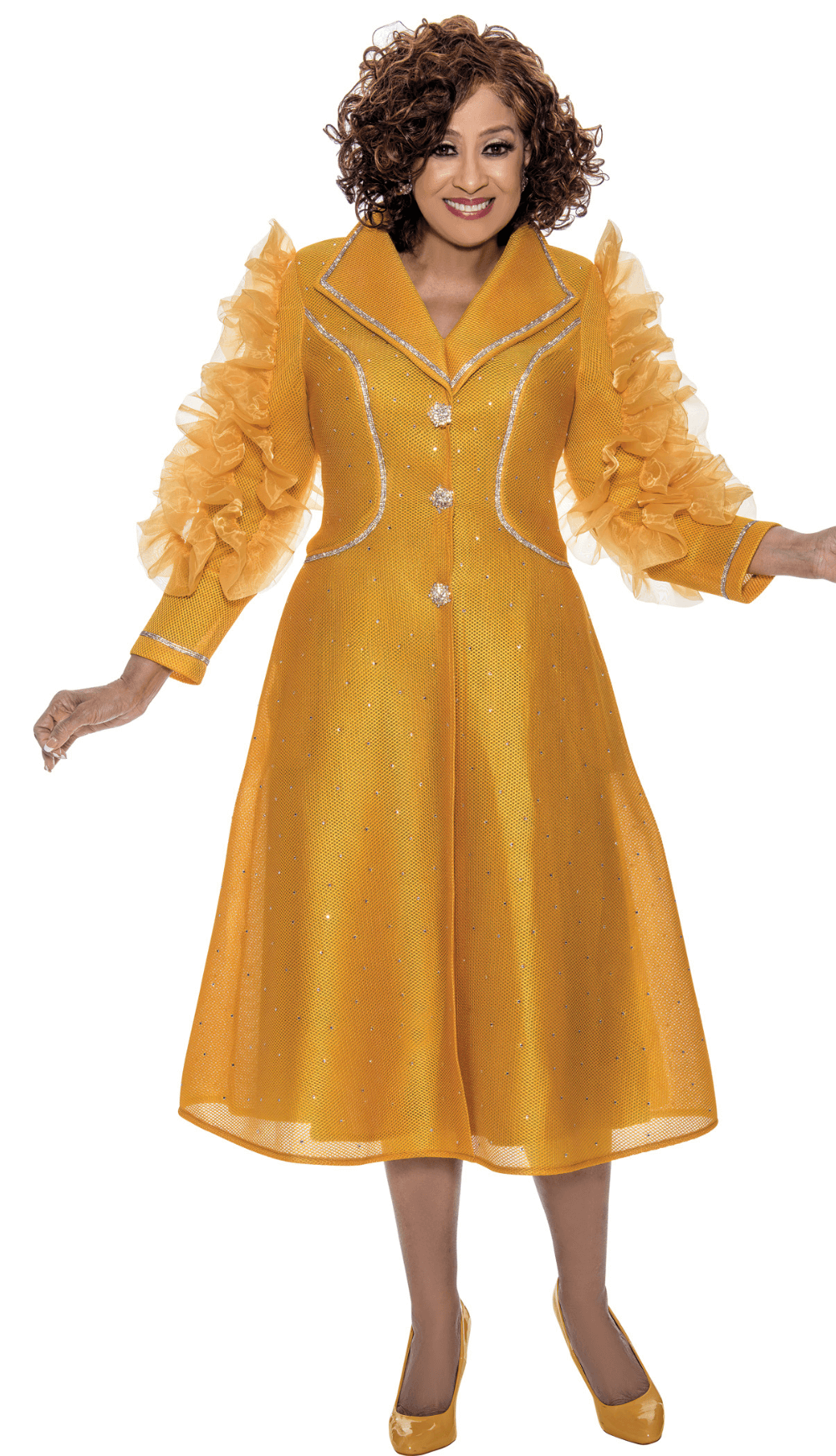 Dorinda Clark Cole Dress 309041-Gold - Church Suits For Less