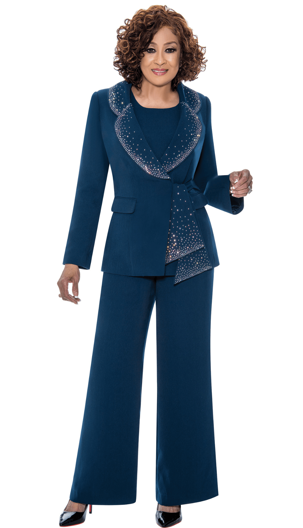 Dorinda Clark Cole Pant Suit 309093-Navy - Church Suits For Less