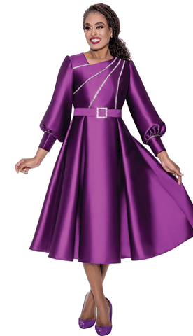 Church Dress By Nubiano 100081-Purple - Church Suits For Less