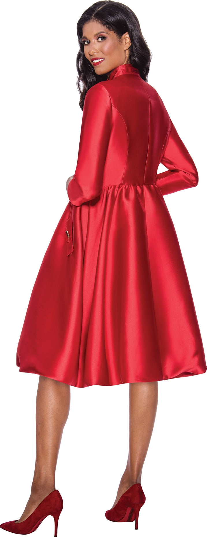 Church Dress By Nubiano 12241-Red | Church suits for less