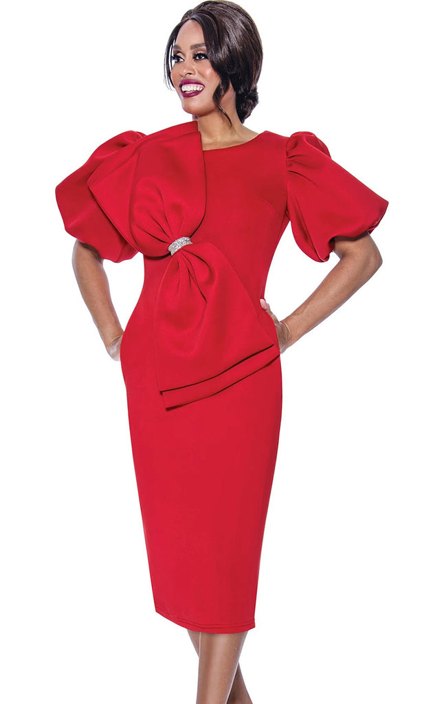 Church Dress By Nubiano 12351 - Red - Church Suits For Less