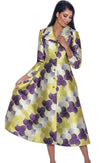 Church Dress By Nubiano 12421C-Purple/Multi - Church Suits For Less