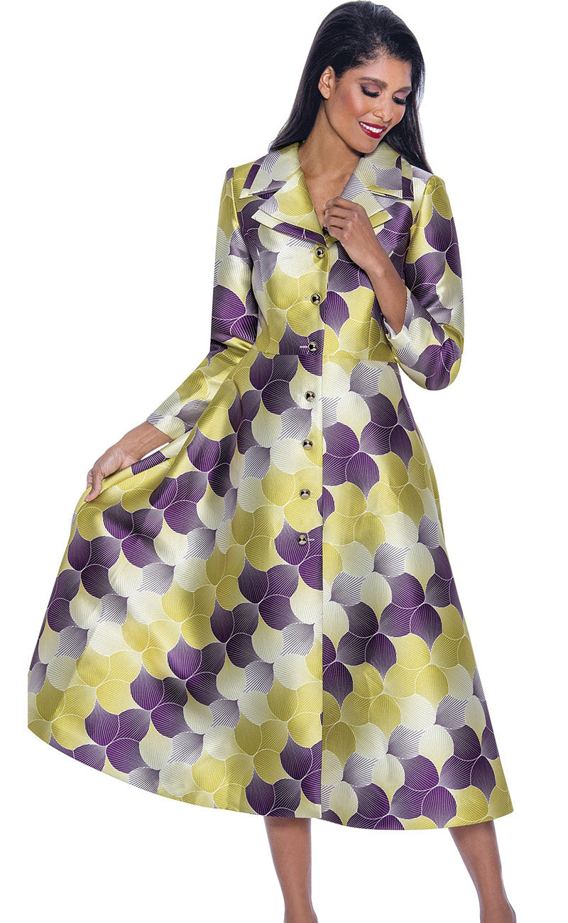 Church Dress By Nubiano 12421C-Purple/Multi - Church Suits For Less