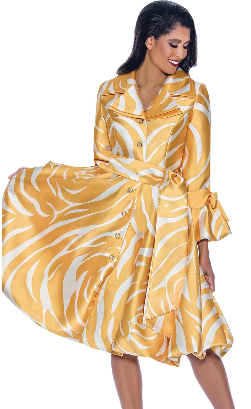 Church Dress By Nubiano 1771 - Yellow/White - Church Suits For Less