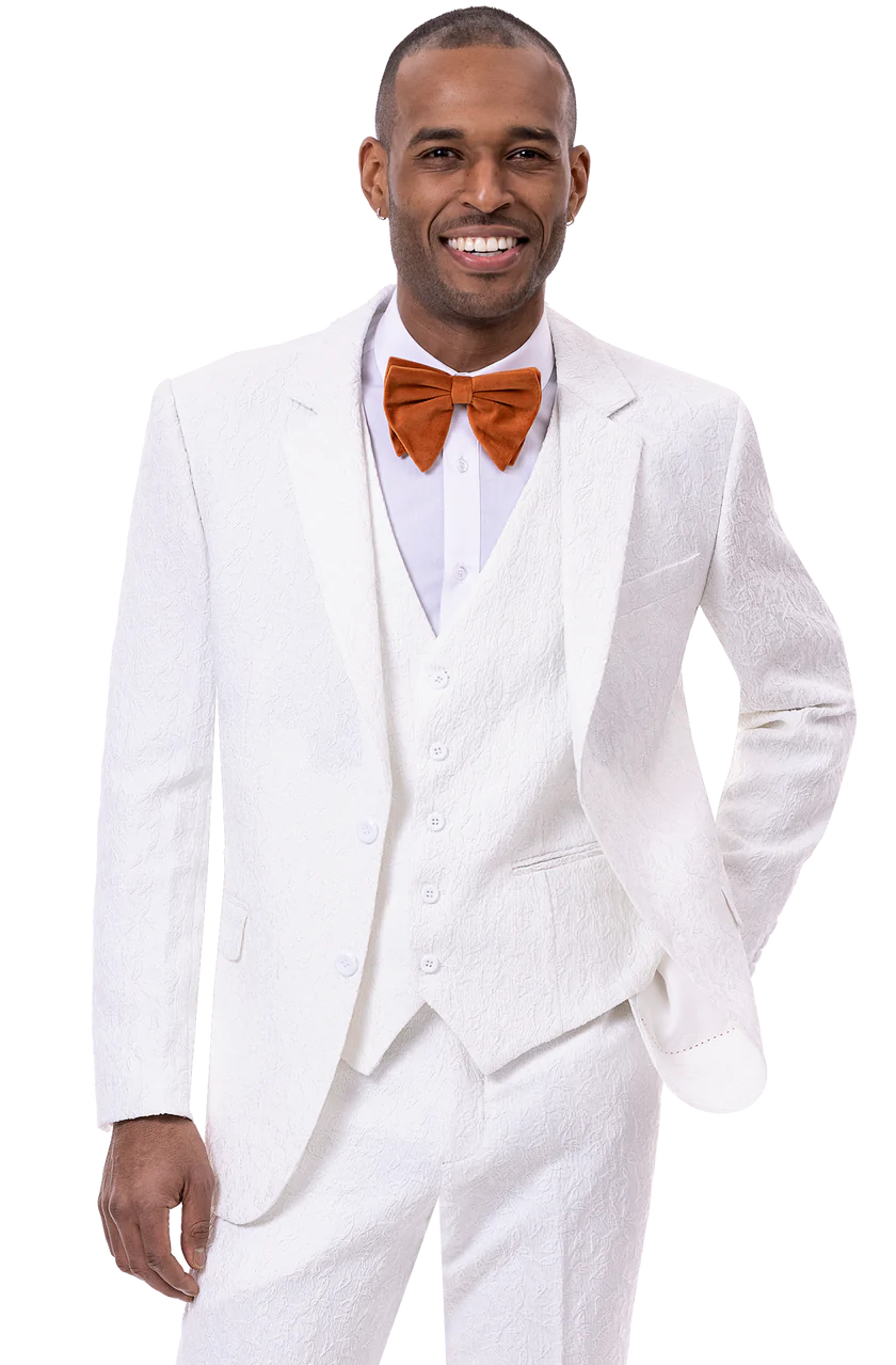 EJ Samuel Modern Fit Suit M2763 - White - Church Suits For Less