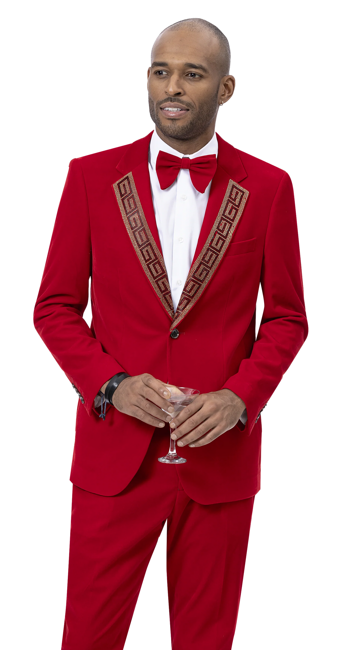 EJ Samuel Modern Fit Fashion Suit JP110 - Red - Church Suits For Less