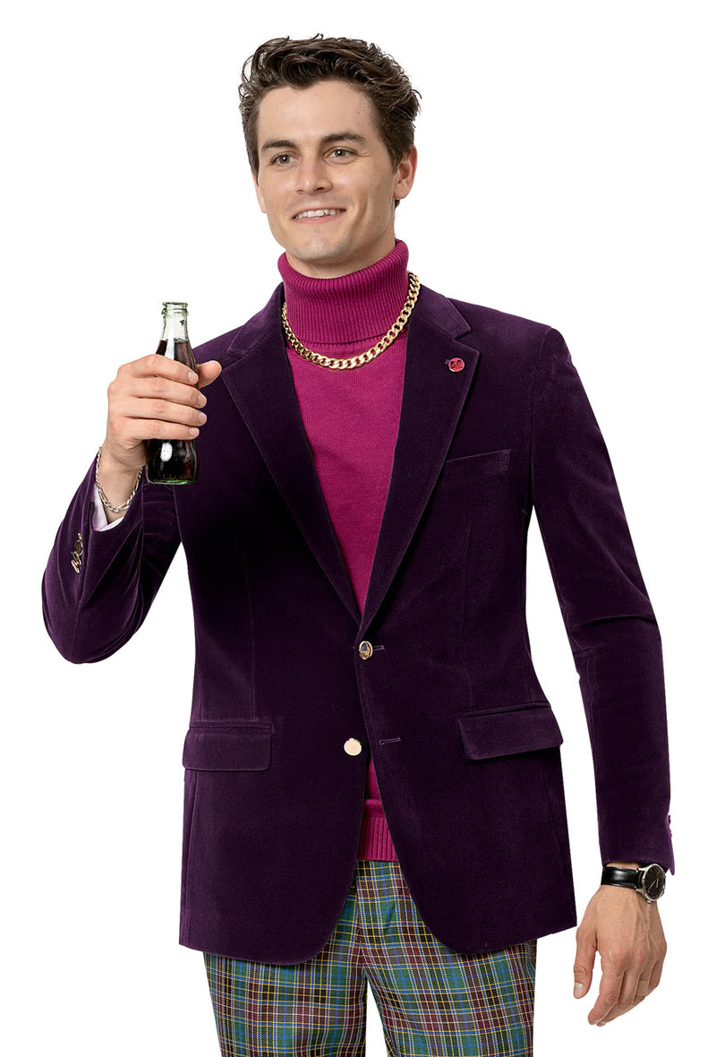 EJ Samuel Modern Fit Blazer J134-Plum - Church Suits For Less