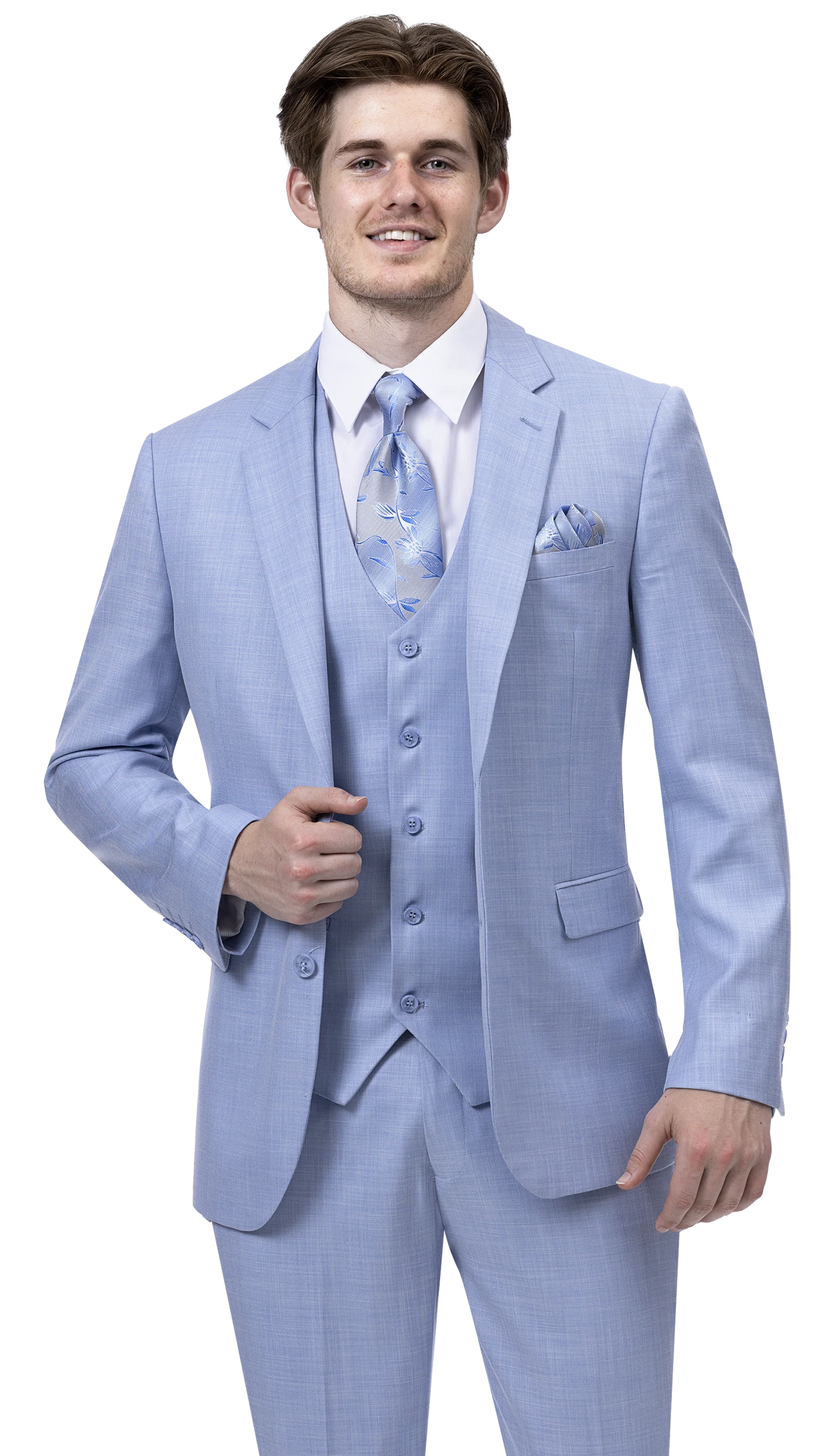 EJ Samuel Modern Fit Suit M18022 - Sky Blue - Church Suits For Less