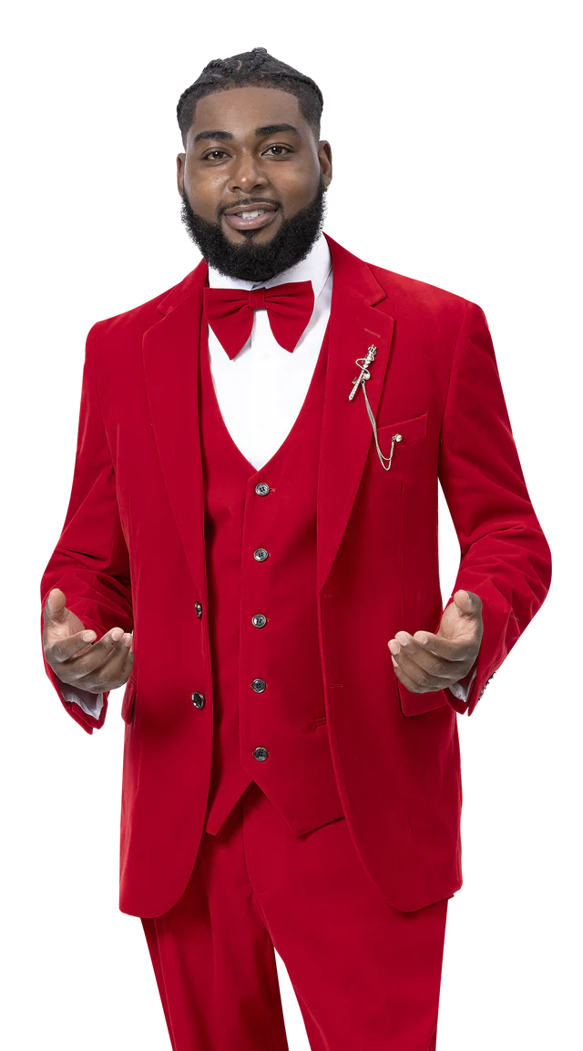 EJ Samuel Modern Fit Suit M2781 - Red - Church Suits For Less