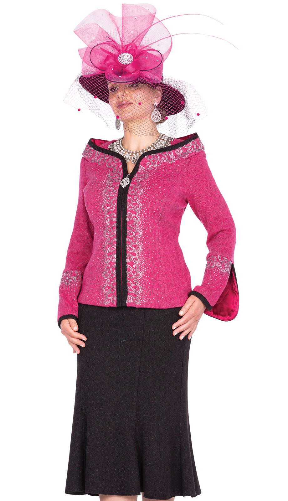 Elite Champagne Church Suit 5963C-Fuchsia - Church Suits For Less