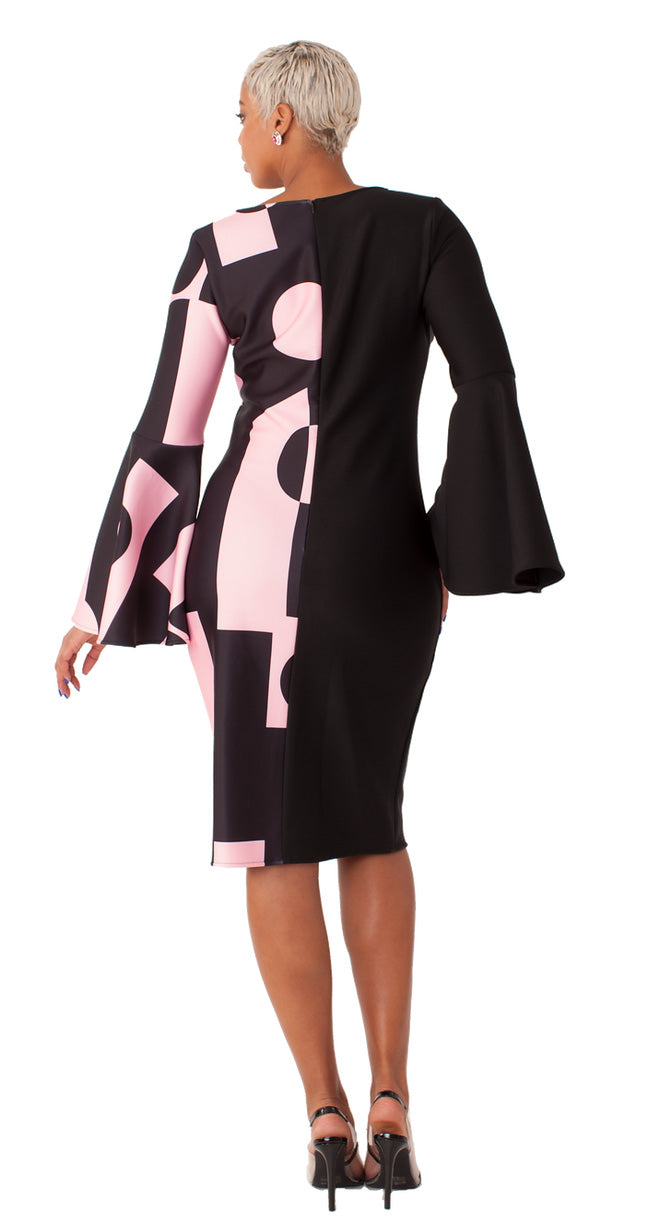 For Her Women Dress 82062-Black Pink - Church Suits For Less