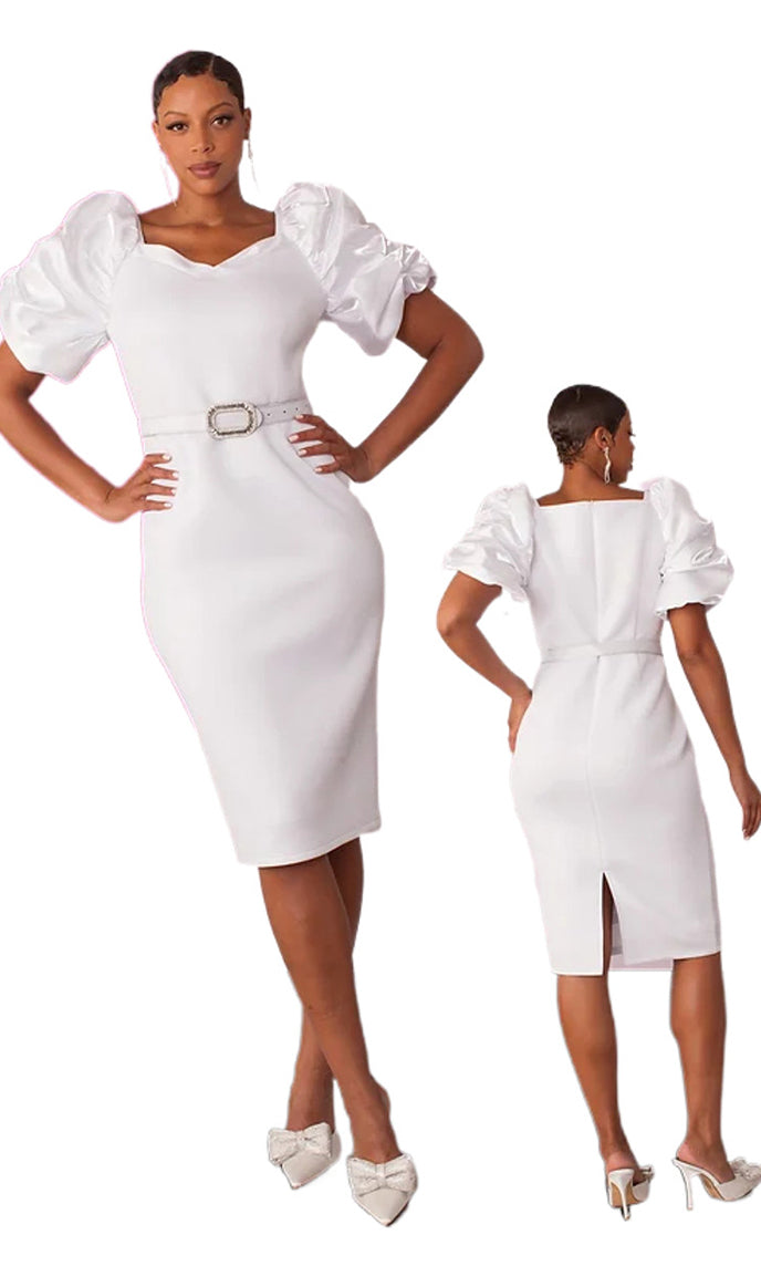 For Her Women Dress 82167-White - Church Suits For Less