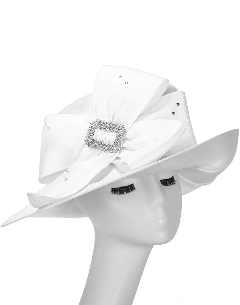 Satin Women Church Hats with Wide Brim and Rhinestone SD712 – forbusitehats