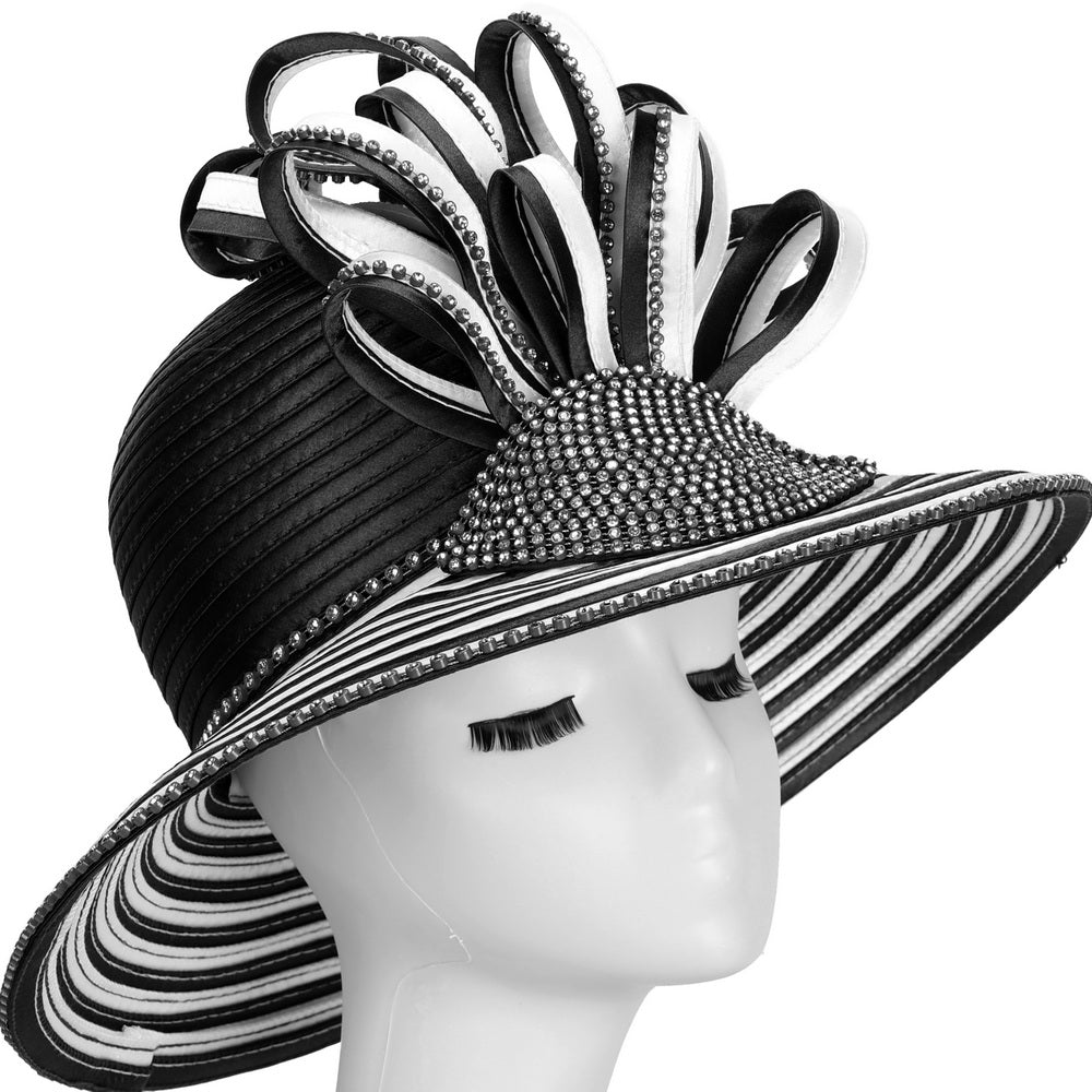 Giovanna Church Hat HR22120-Black/White - Church Suits For Less