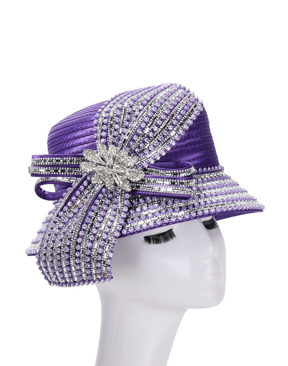 Giovanna Church Hat HR22114-Purple - Church Suits For Less