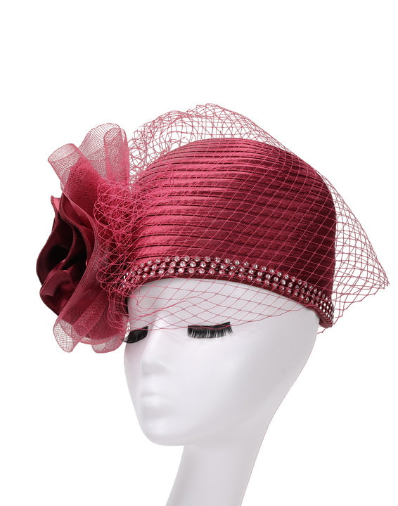 Giovanna Church Hat HR22116-Burgundy - Church Suits For Less