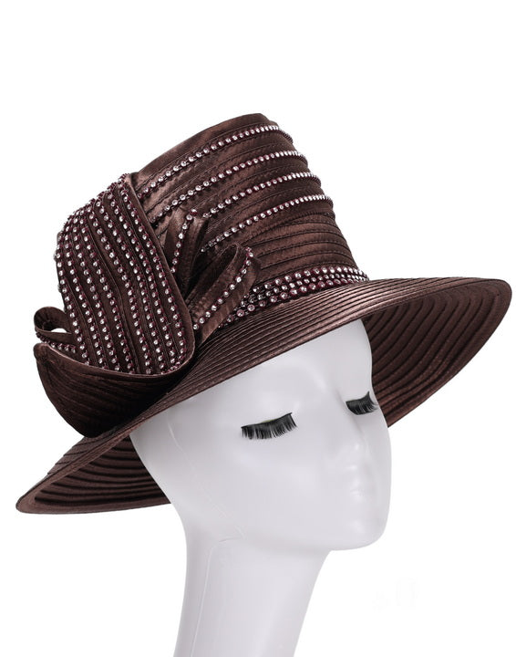 Giovanna Church Hat HR22118-Brown - Church Suits For Less