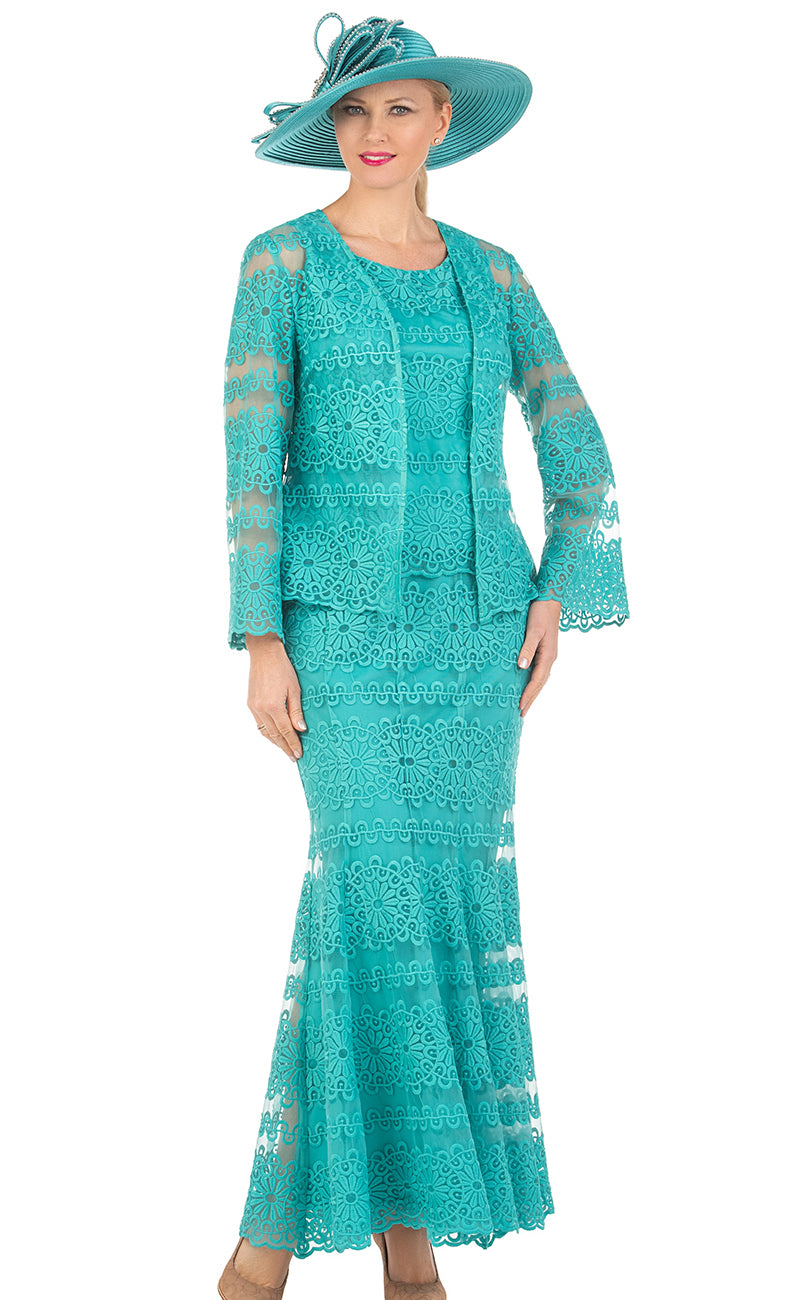 Giovanna Church Suit 0974-Aqua Blue - Church Suits For Less