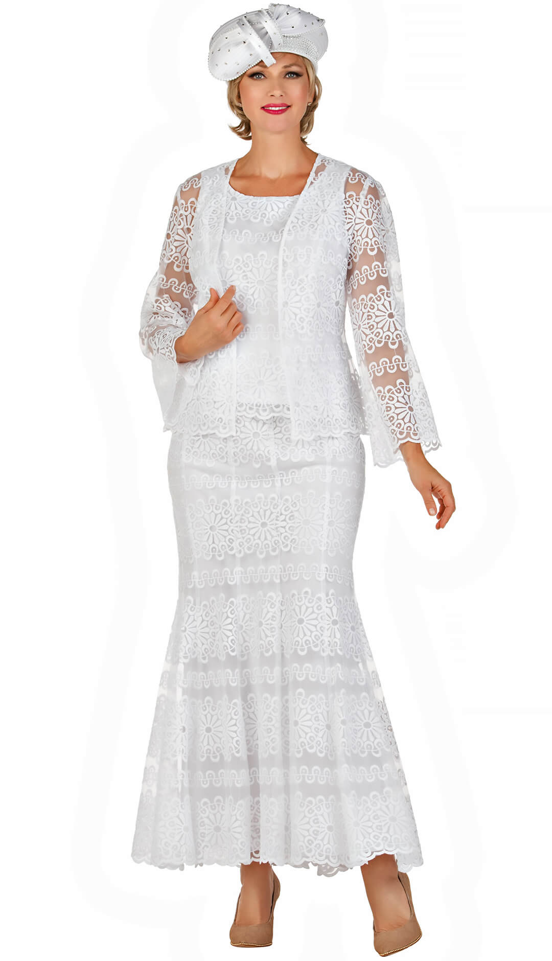 Giovanna Church Suit 0974-White - Church Suits For Less