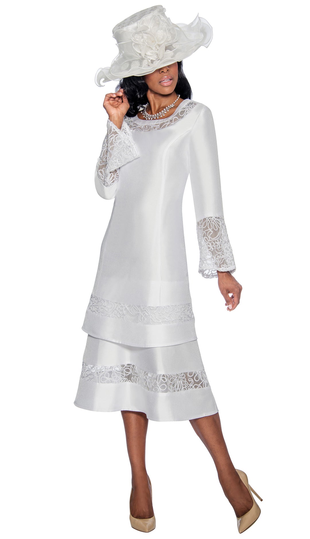 Giovanna Dress D1343C-White - Church Suits For Less