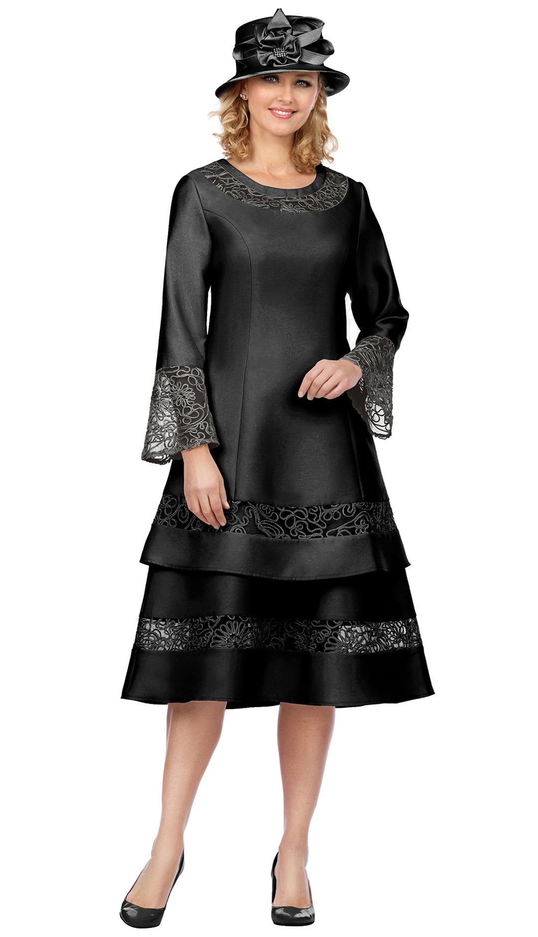 Giovanna Dress D1343C-Black - Church Suits For Less